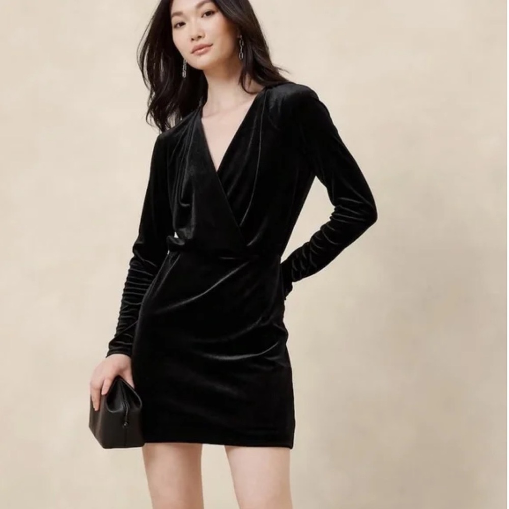 Banana Republic Black Velvet Mini Dress